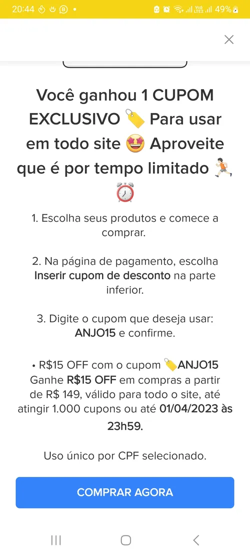 Imagem na descrição da promoção