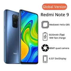 Xiaomi Redmi Note 9 3gb 64gb/4gb 128gb Smartphone Helio g85 Octa Núcleo 48mp Quad câmera traseira 6.53 "5020mah