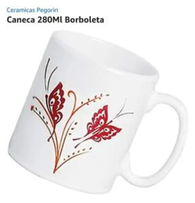 Caneca Cerâmica 280Ml Borboleta