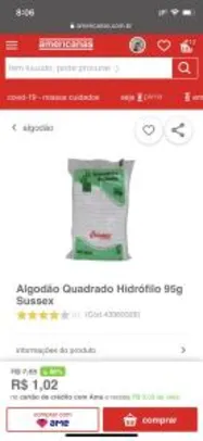 Algodão Quadrado Hidrófilo 95g Sussex