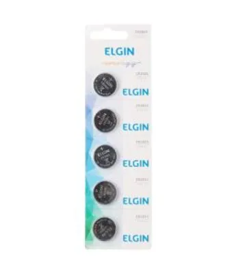 (Prime) Bateria de litio CR2025 cartela com 5 unidades 3v Elgin, Elgin, Baterias | R$9
