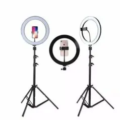 Kit Completo Ring Light 10 Polegadas Com Tripé 2,1 Metros Dimmer Youtuber Selfie Pro R$98