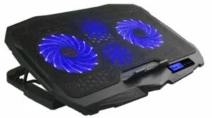 Cooler para Notebook Ingvar Gamer com LED Azul e 4 Ventoinhas Warrior - AC332 | R$ 136