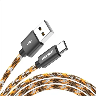 Cabo USB Reforçado Tipo C  2.4A Sync Data, Carregador de Celular, Cabo