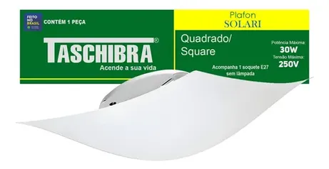 Luminária De Teto Solari Quadrado 28cm 30w P/1 Lâmpada E27