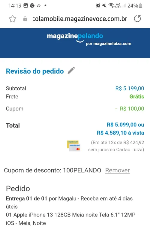 Imagem na descrição da promoção