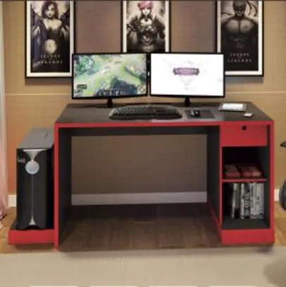 Mesa para Computador Desk Game DRX 3000 Siena Móveis Preto/Vermelho