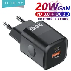 Kuulaa 20w Gan Pd Charger Support Type C Pd Charging Dual Usb Port 