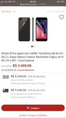 iPhone 8 Plus 128gb Cinza Espacial