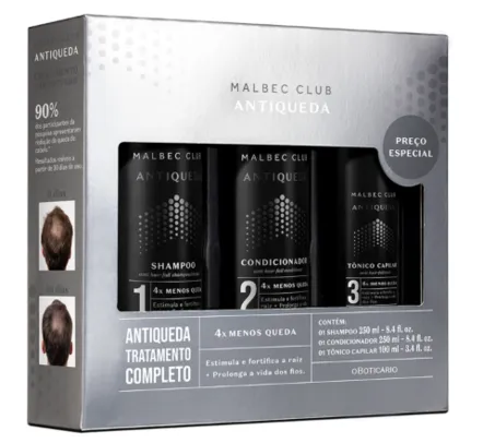 Kit Tratamento Malbec Club Antiqueda: Shampoo 250ml + Condicionador 250ml + Tônico Capilar 100ml