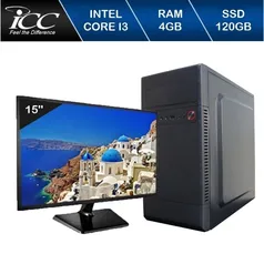 Computador Icc Iv2346sm15 Intel Core I3 4gb Hd 120gb Ssd Hdmi Monitor Led