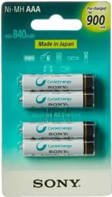 Pilhas Recarregáveis Sony AAA, 4 unidades