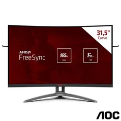 Monitor Gamer 31,5" AOC Agon Curved Widescreen LED de 165Hz e 1ms, Painel VA, FreeSync - AG323FCXE