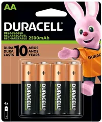 Pilha Recarregável AA Duracell 2500mAh 4 Unidades