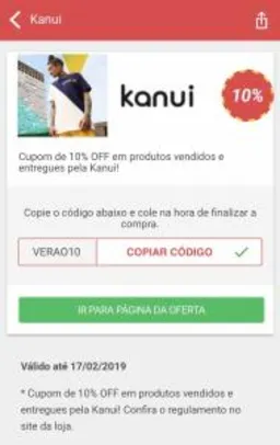 10% OFF em produtos vendidos e entregues pela Kanui