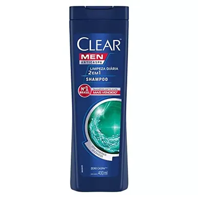 Clear Men Limpeza Diaria 2 Em 1 - Shampoo Anticaspa, 400Ml