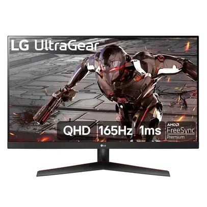 Monitor Gamer LG UltraGear 32, 165Hz, QHD, 1ms, VA, DPort e HDMI, 95% sRGB, FreeSync Premium, HDR 10, VESA, Preto - 32GN600-B