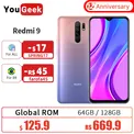 Global ROM Xiaomi Redmi 9 4GB 64GB/128GB Cellphone 13MP AI Quad Camera 5020mA