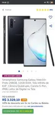 Smartphone Samsung Galaxy Note10+ Preto 256GB, 12GB RAM, Tela Infinita de 6.8", Câmera Quádrupla, Caneta S-Pen - R$3329