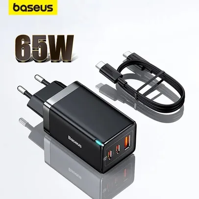 Carregador Baseus 65w + Cabo 100w tipo C