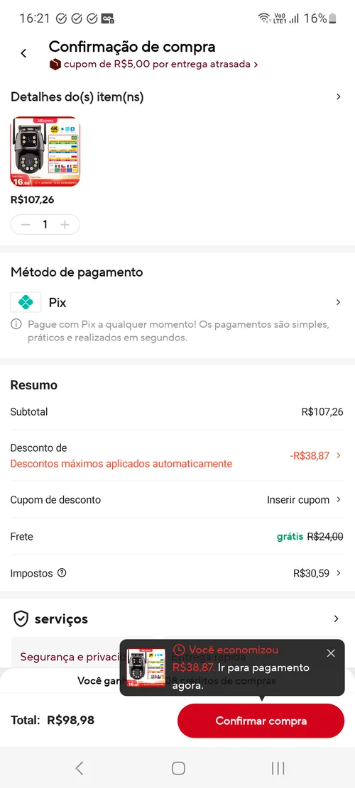 Imagem na descrição da promoção