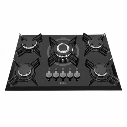 Cooktop Philco 5 Bocas Superautomático Bisotê Preto Bivolt PCT05TC