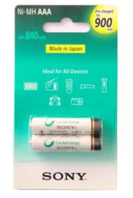 Pilha AAA Recarregável - 900mAh. - Sony | R$30