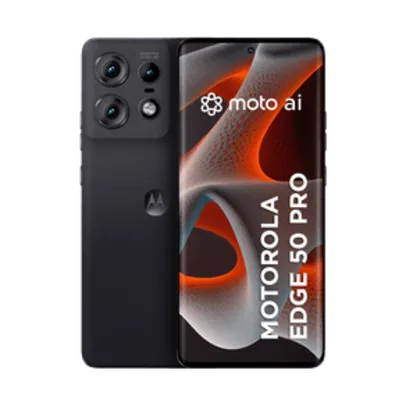 Smartphone Motorola Edge 50 Pro 5G 256GB 24GB Ram Boost 50MP Ultra-Pixel AI Camera IP68 NFC - Black - Silicon Leather