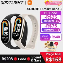 Pulseira Inteligente Xiaomi Band 8, AMOLED, Bateria Ultra Longa, 16 Dias, Mais de 150 Modos Esportivos, Versão Global