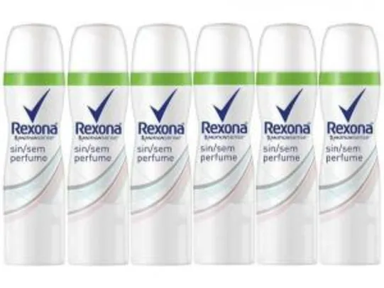 Desodorante Aerosol Antitranspirante Unissex - Rexona Motion Sense Sem Perfume 85ml 6 Unidades