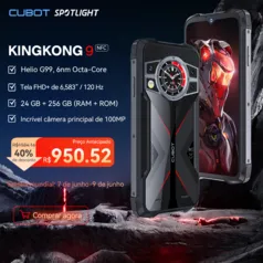 Smartphone Cubot Kingkong 9 com Tela Full HD, 120Hz, 256GB