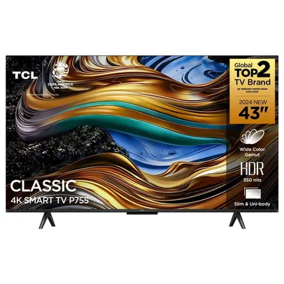 [APP] [PRIMEIRACOMPRA] Smart TV 43 Ultra HD 4K TCL 43P755 LED com Google TV, Dolby Vision e Atmos, HDR10+, Wi-Fi, Bluetooth, Google Assistente e Desig