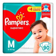 Fralda Pampers Supersec M - 90 Unidades | R$50