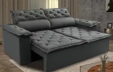 Sofá Retrátil e Reclinável Cama inBox Compact 1,50m Tecido Suede Velusoft Cinza