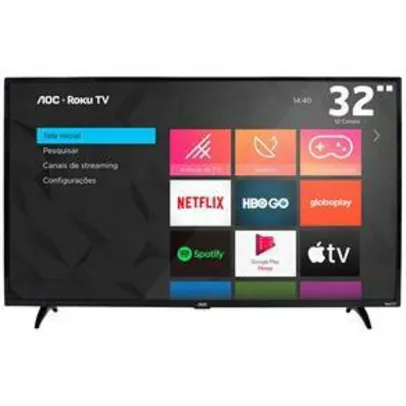 AOC Roku TV Smart TV LED 32” 32S5195/78, Roku mobile | R$ 960