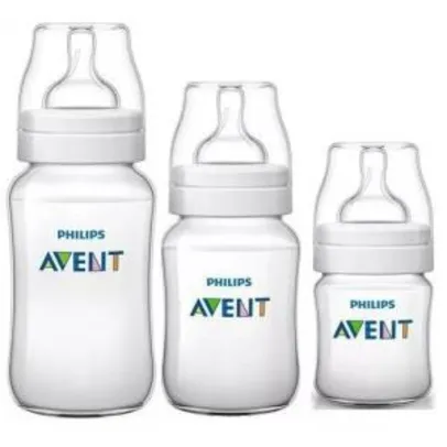 Kit 3 Mamadeiras Pétalas - anticólica - 125ml, 260ml e 330ml - Philips Avent - R$89