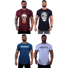 Kit 4 Camiseta MXD Conceito Sport Fitness Longline Masculina