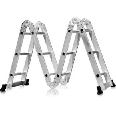 Escada Multifuncional 4x3 em Aço e Alumínio 12 Degraus | R$220