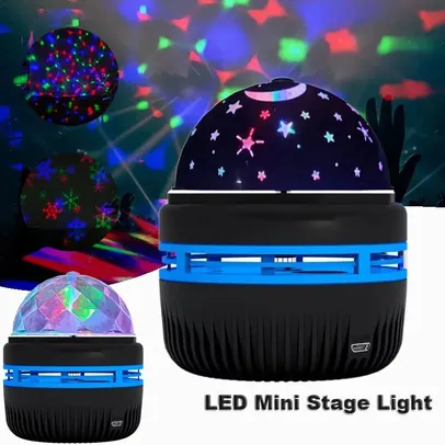 Mini USB LED Starry Sky Lamp, Projetor, Auto Girar, NightLights Coloridas