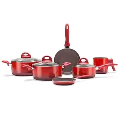 Jogo de Panelas Brinox Ceramic Life Smart Plus Vermelho 6 peças