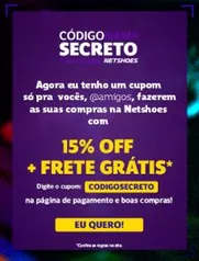 Netshoes 15% off + frete grátis