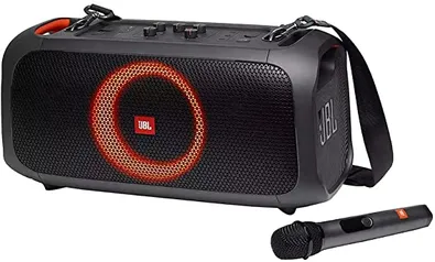 Caixa de Som Portátil Bluetooth JBL PartyBox On-The-Go, Com Microfone Sem Fio e Efeitos de Luzes 