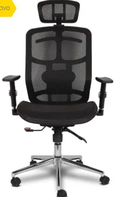 Cadeira de Escritório Comfy ErgoPro Tela Mesh Preta, Braço Ajustável e Relax Avançado