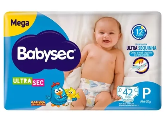 Fralda Babysec Ultrasec Galinha Pintadinha Tam. P 42 uni