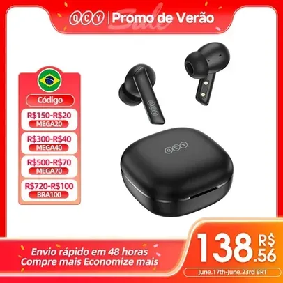 [Taxa Inclusa] Fone de Ouvido QCY HT05 Melobuds ANC Bluetooth 5.2 40dB com Cancelamento de Ruído