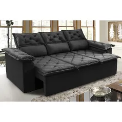 Sofá 3 Lugares Retrátil e Reclinável Cama inBox Compact 2,00m Velusoft Preto | R$ 1160