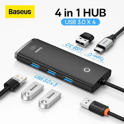 Hub 4 in 1 BASEUS [4 USB 3.0 + Carregamento Tipo C]