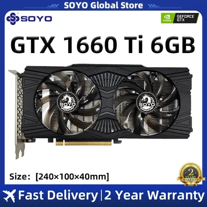 Placa gráfica Ti SOYO-GTX 1660, 6GB, GPU, GDDR6, 192Bit, PCIE3.0,