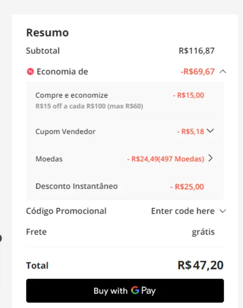 Imagem na descrição da promoção