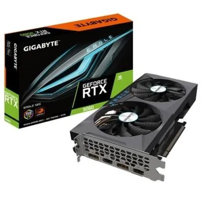 Placa de Vídeo Gigabyte GeForce RTX 3060 EAGLE 12G, 12GB GDDR6, RGB Fusion, Ray Tracing - GV-N3060EAGLE-12GD | R$ 5300